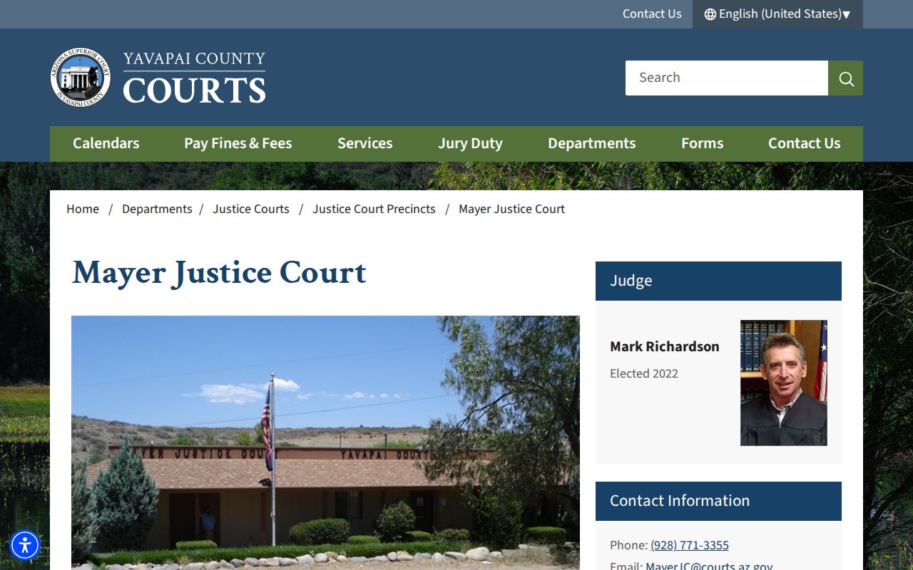 Yavapai County bench warrant Mayer Justice Court page