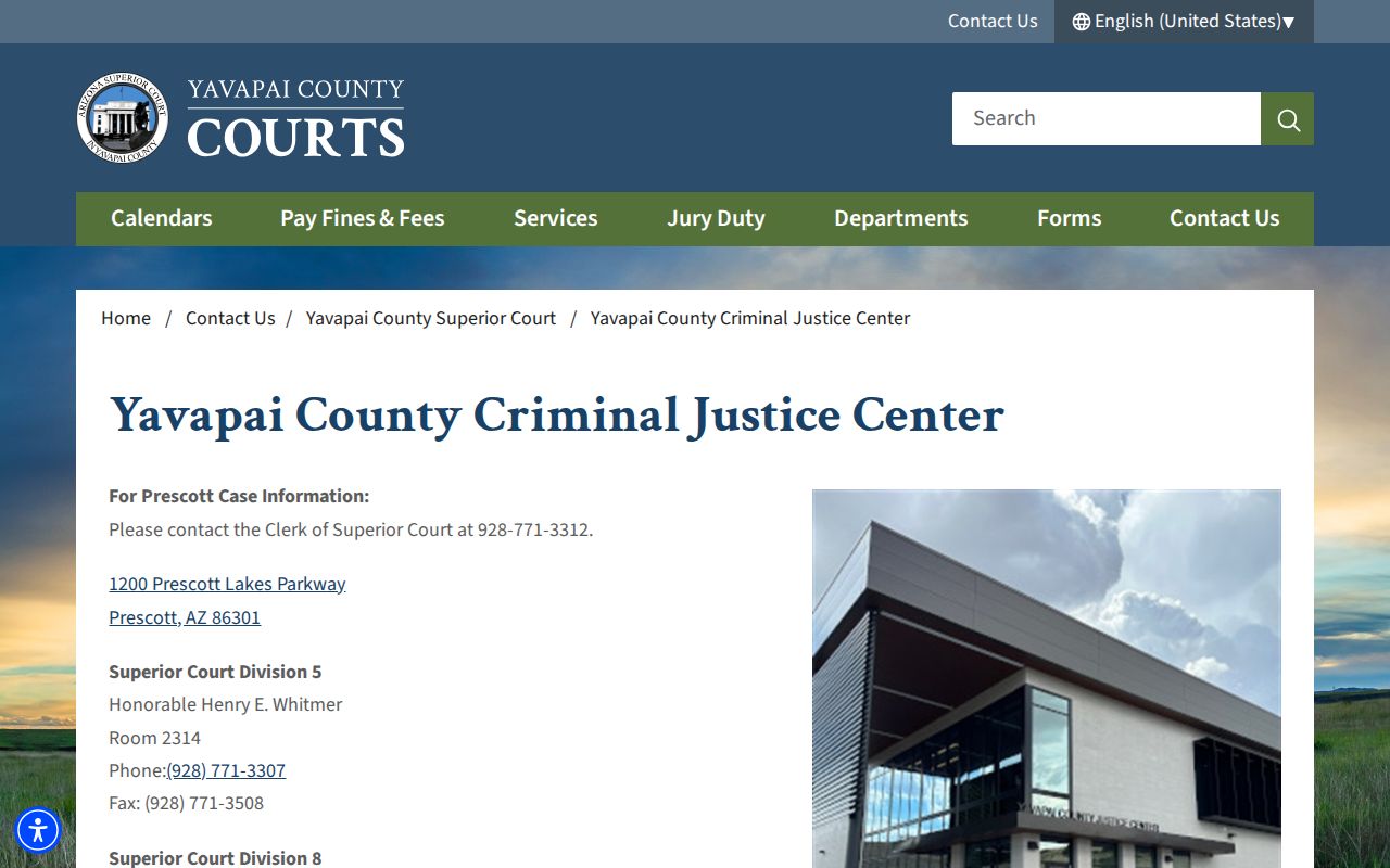 Yavapai County warrant records contact at the Criminal Justice Center