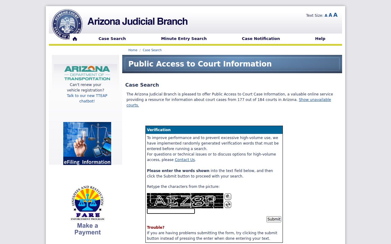 Arizona Public Access case context for Yavapai County outstanding warrants