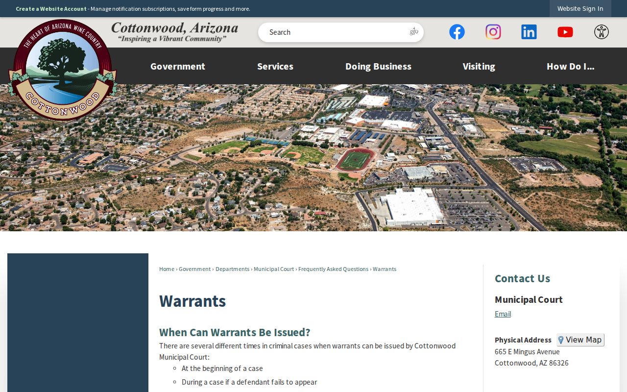 Yavapai County traffic warrant Cottonwood court instructions