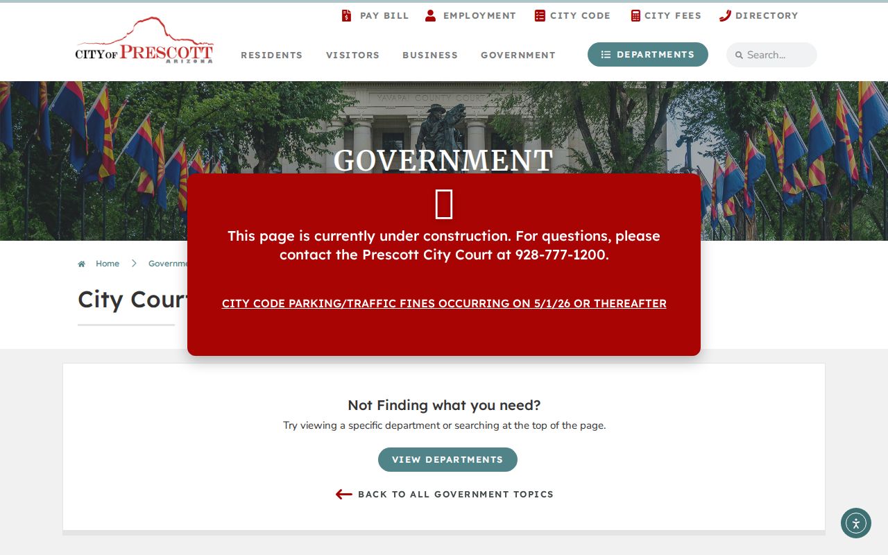Prescott warrant records City Court source