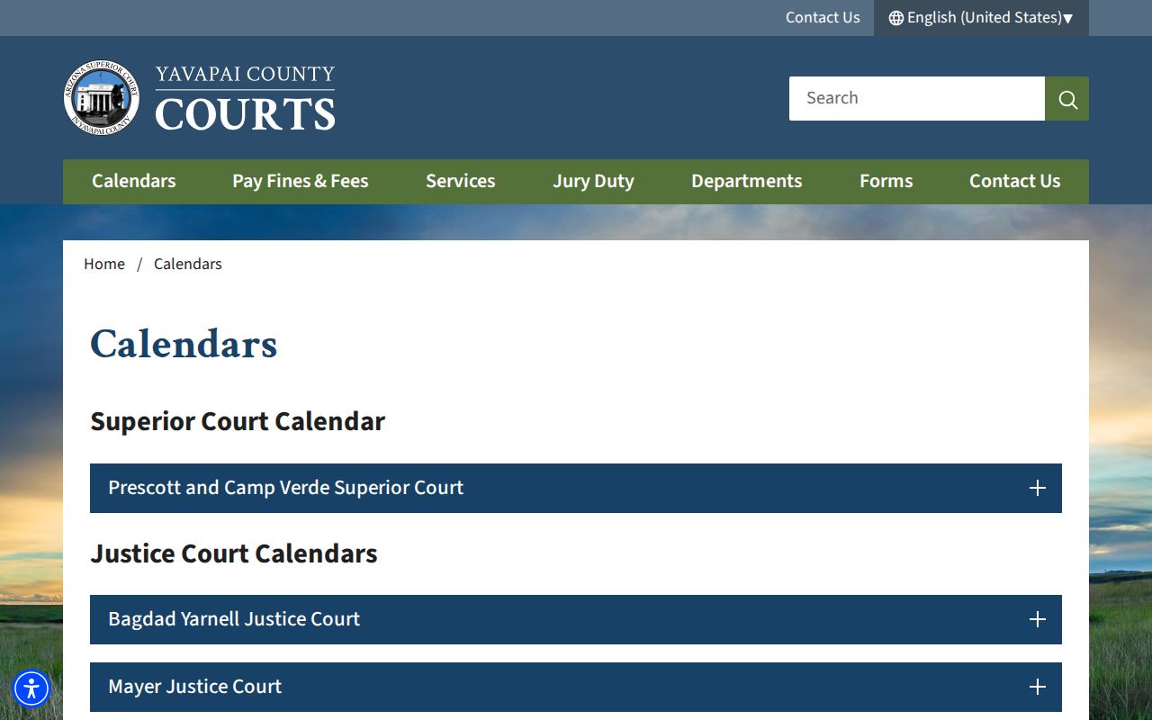 Yavapai County warrant records calendar and outstanding warrant sessions